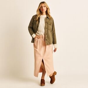 Anthropologie Pilcro Split Front Denim Y2K Maxi Skirt Blush Pink‎ Sz 16 NWT